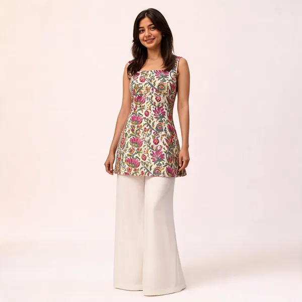 Pure_Cotton_Sleeveless_Short_Kurti_For_Women