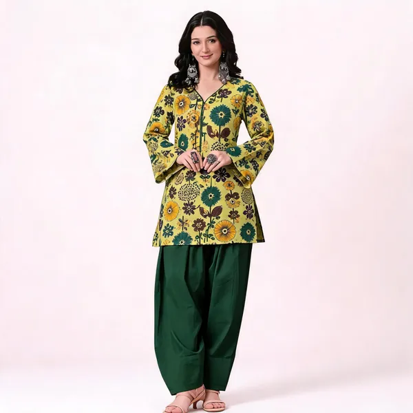 Yellow_Pure_Cotton_Co_Ord_Salwar_Set_For_Women