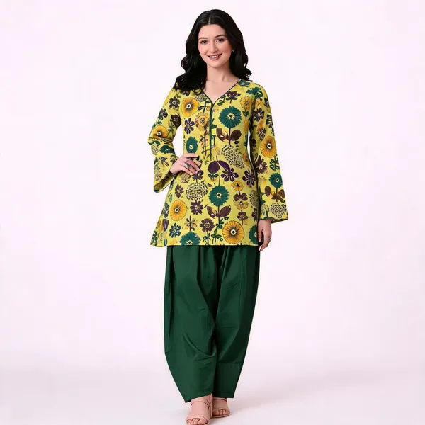 Yellow_Pure_Cotton_Co_Ord_Salwar_Set_For_Women
