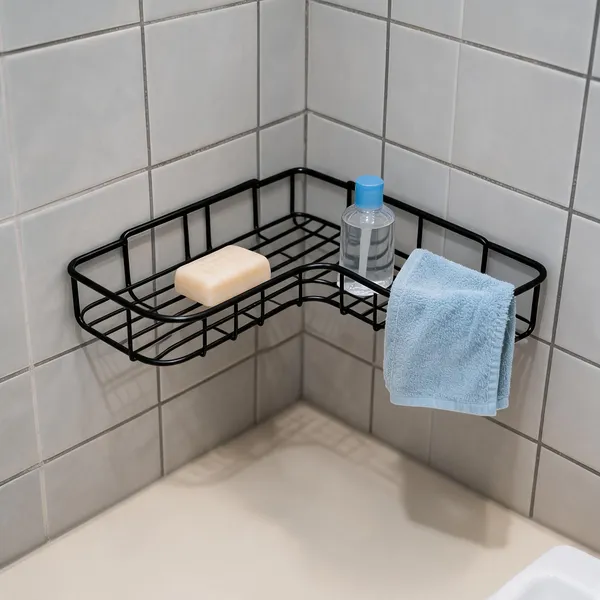Steel_Modern_Black_Wire_Corner_Bathroom_Storage_Rack