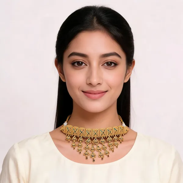 Gold_Tone_Temple_Motif_Choker_For_Women