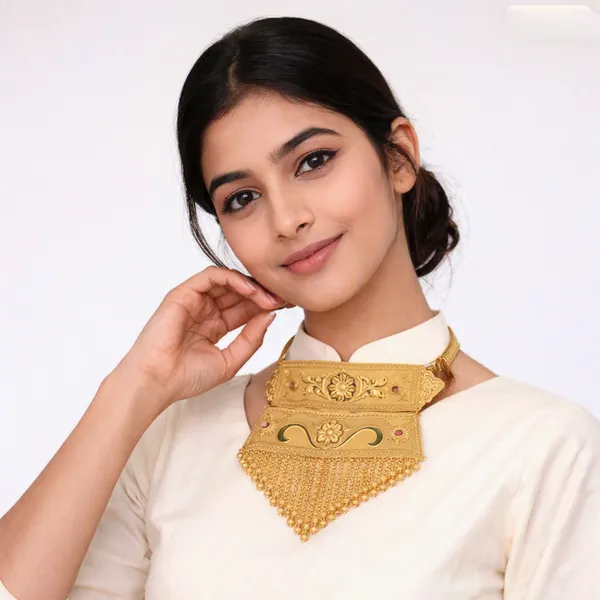 Gold_Tone_Floral_Lattice_Stone_Embellished_Waist_Belt_For_Women