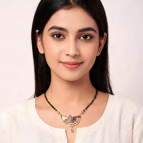 Black_Beaded_Gold_Tone_Multicolour_Mangalsutra_Necklace_For_Women