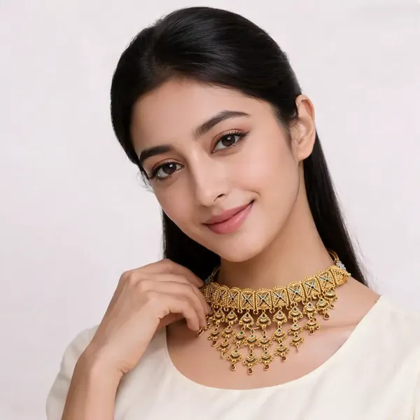 Gold_Tone_Temple_Motif_Choker_For_Women