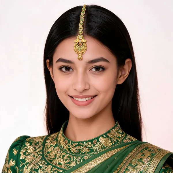 Gold_Green_Paisley_Traditional_Maang_Tikka_Set_For_Women