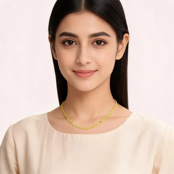 Gold_Tone_Floral_Textured_Chain_Necklace_For_Women