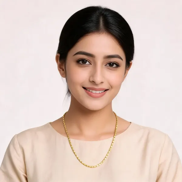 Gold_Tone_Textured_Link_Chain_Necklace_For_Women