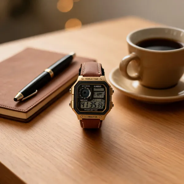 Gold_Tone_Leather_Square_Digital_Watch_For_Women