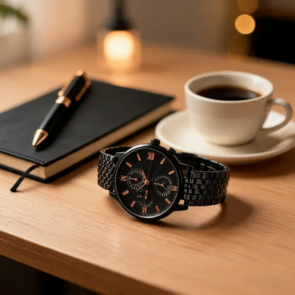 Black_Metal_Roman_Numeral_Analog_Watch_For_Women