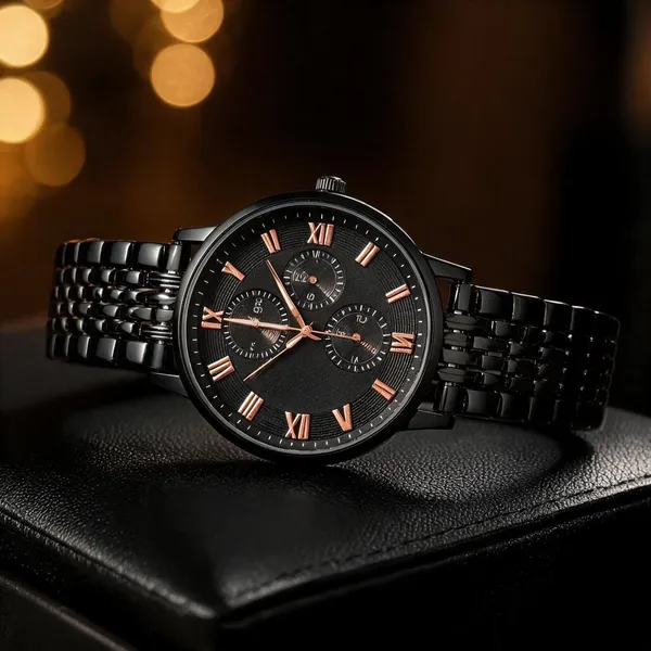 Black_Metal_Roman_Numeral_Analog_Watch_For_Women