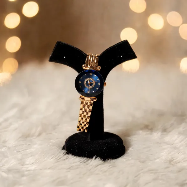 Gold_Tone_Metal_Blue_Dial_Bracelet_Analog_Watch_For_Women