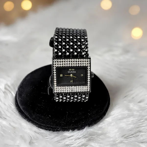 Black_Beaded_Metal_Rectangular_Bracelet_Analog_Watch_For_Women
