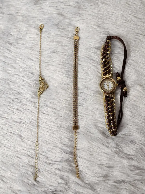 Gold-Tone_Braided_Strap_Bracelet_Watch_Set_for_Women
