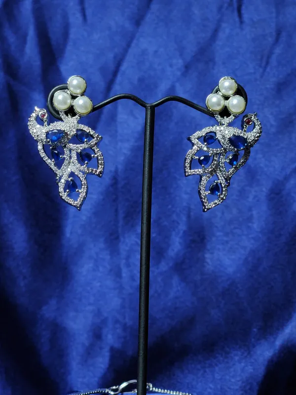 Silver_Tone_Blue_Stone_Dangle_Earrings_for_Women