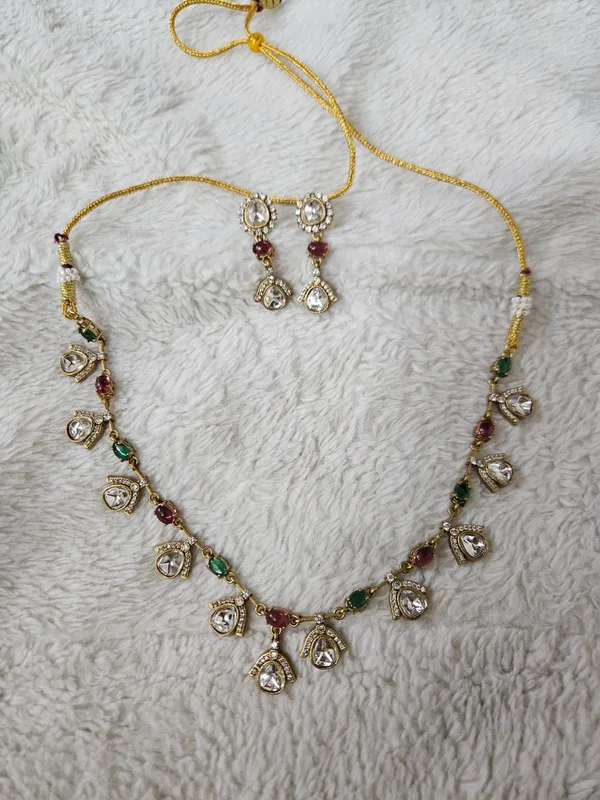 Multicolour_Gold_Tone_Necklace_Earrings_Set_for_Women