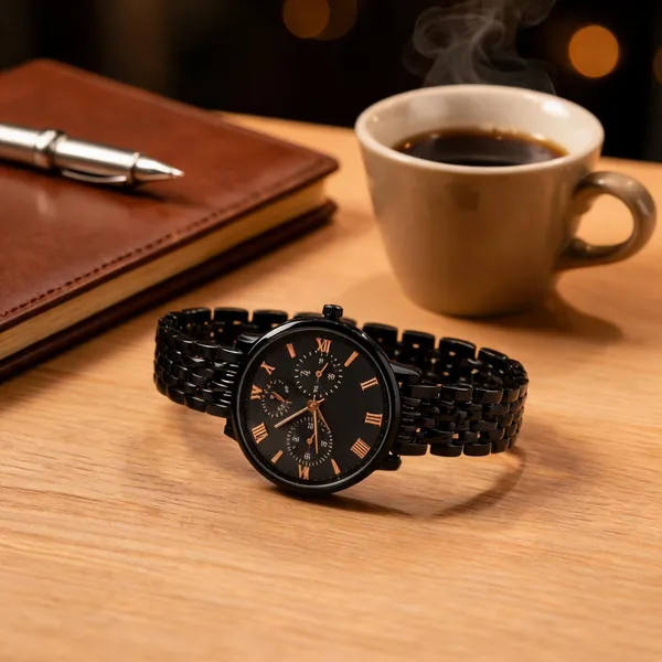 Black_Metal_Chronograph_Watch_For_Women