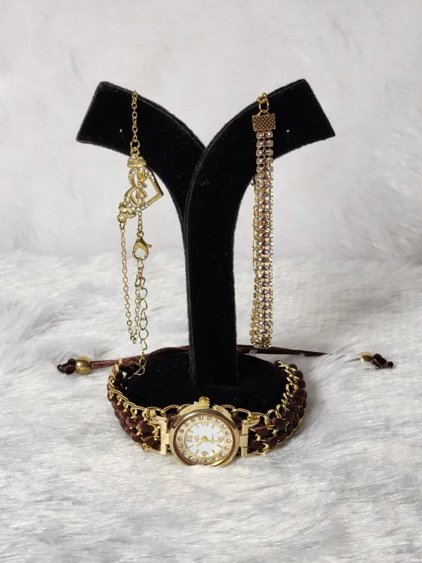 Gold-Tone_Braided_Strap_Bracelet_Watch_Set_for_Women