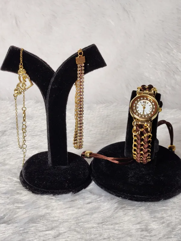 Gold-Tone_Braided_Strap_Bracelet_Watch_Set_for_Women