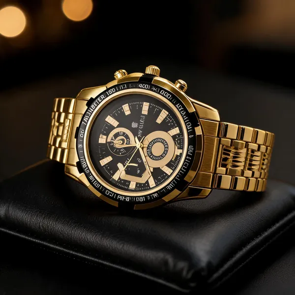 Gold_Metal_Chronograph_Watch_For_Women