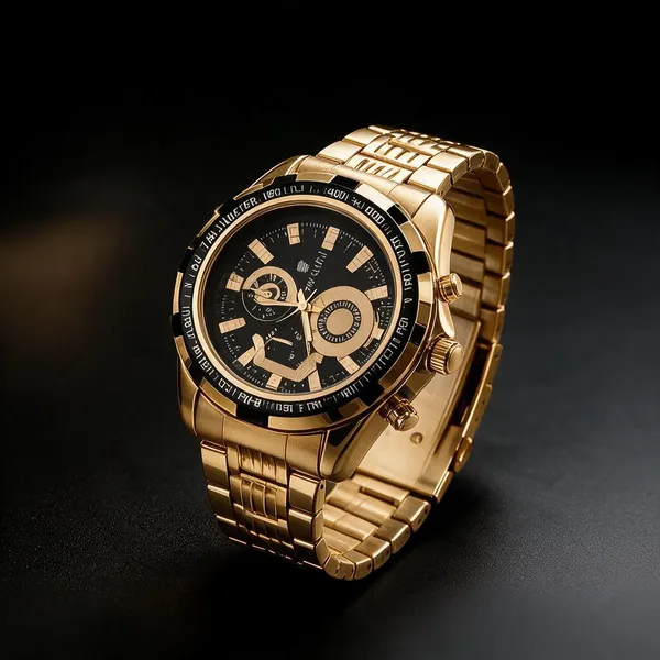 Gold_Metal_Chronograph_Watch_For_Women