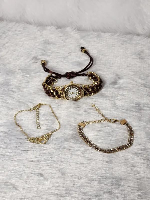 Gold-Tone_Braided_Strap_Bracelet_Watch_Set_for_Women