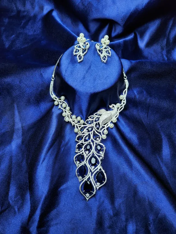 Silver_Tone_Blue_Stone_Dangle_Earrings_for_Women