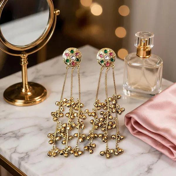 Gold_Tone_Multicolor_Stone_Dangle_Earrings_For_Women