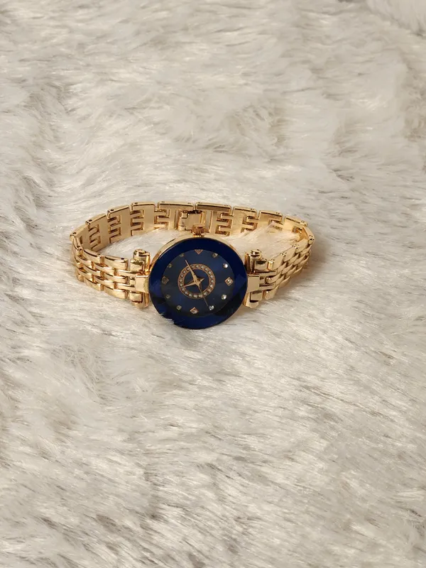 Gold_Tone_Blue_Dial_Bracelet_Watch_for_Women