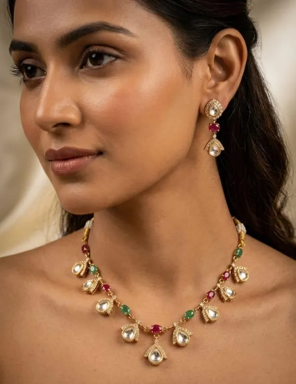 Multicolour_Gold_Tone_Necklace_Earrings_Set_for_Women