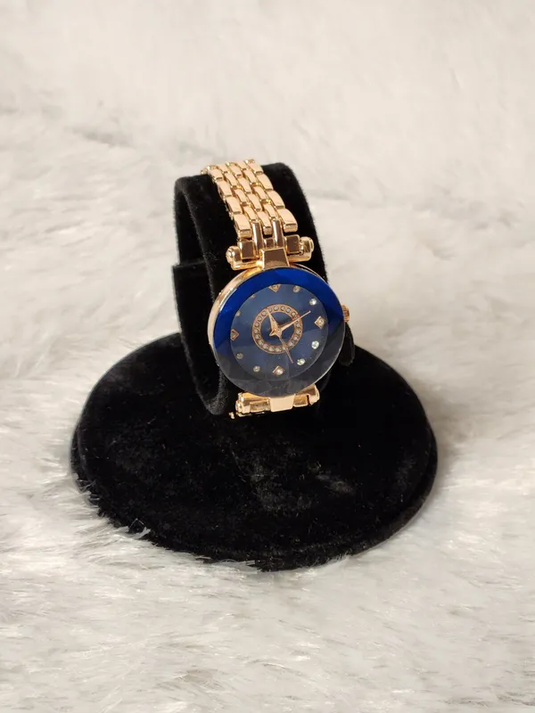 Gold_Tone_Blue_Dial_Bracelet_Watch_for_Women
