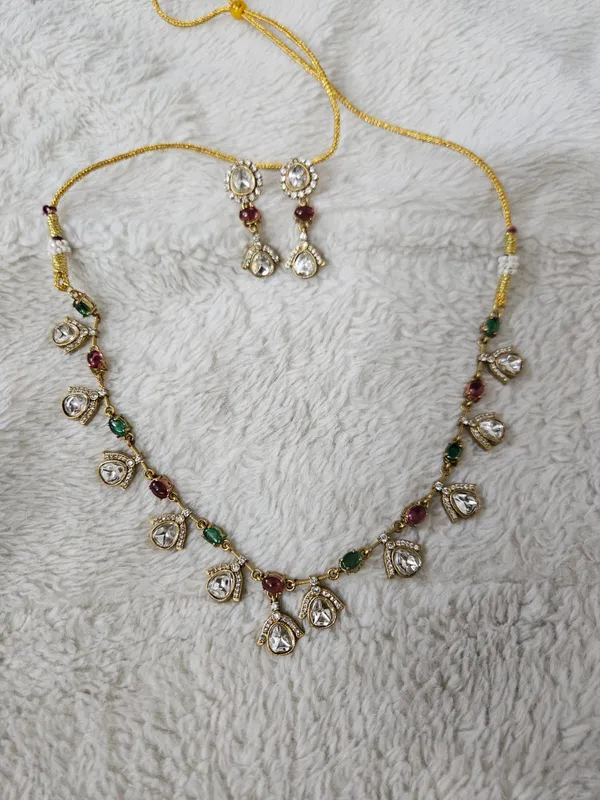 Multicolour_Gold_Tone_Necklace_Earrings_Set_for_Women