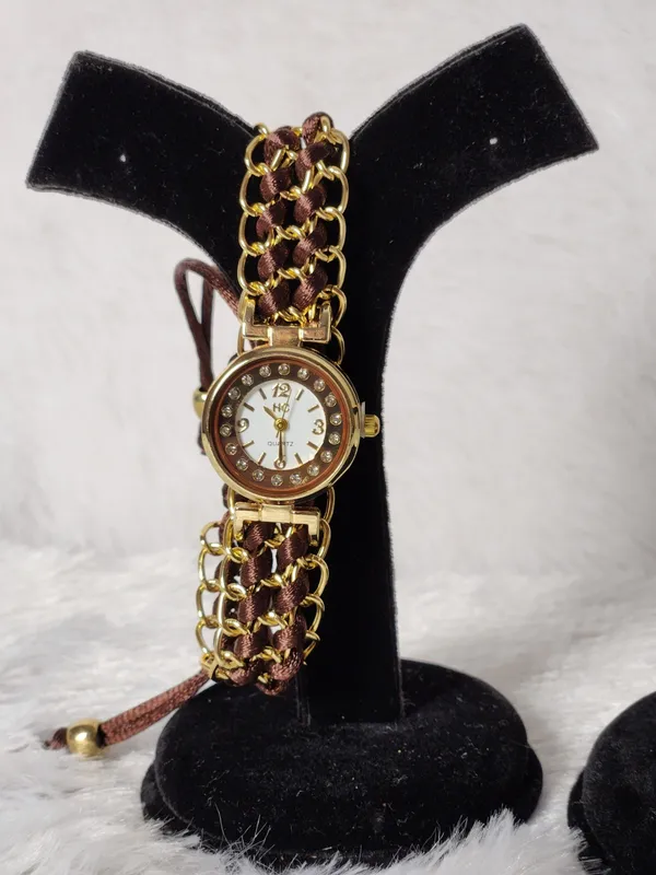 Gold-Tone_Braided_Strap_Bracelet_Watch_Set_for_Women