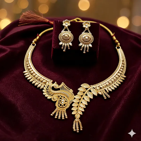 Gold-Tone_Peacock_Necklace_And_Earrings_Set_For_Women