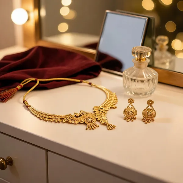 Gold-Tone_Peacock_Necklace_And_Earrings_Set_For_Women