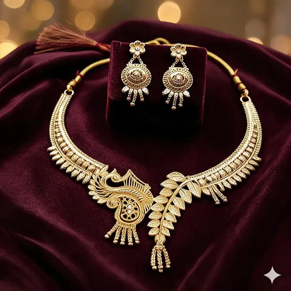 Gold-Tone_Peacock_Necklace_And_Earrings_Set_For_Women