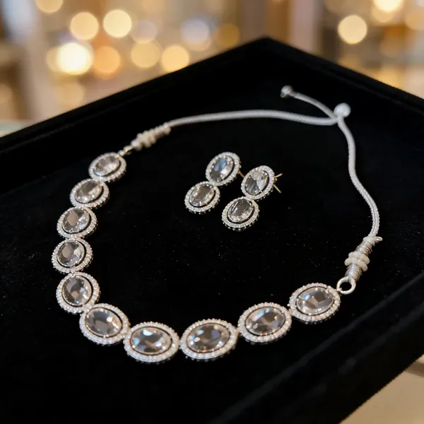 Silver_Tone_Crystal_Necklace_And_Earrings_Set_For_Women