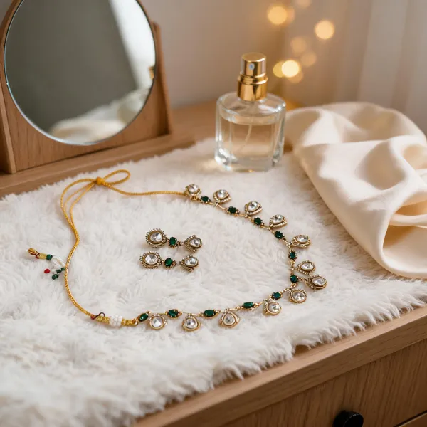 Gold-Toned_Green_Stone_Necklace_Set_For_Women