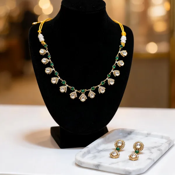 Gold-Toned_Green_Stone_Necklace_Set_For_Women
