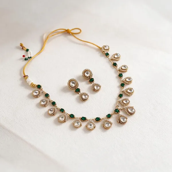 Gold-Toned_Green_Stone_Necklace_Set_For_Women