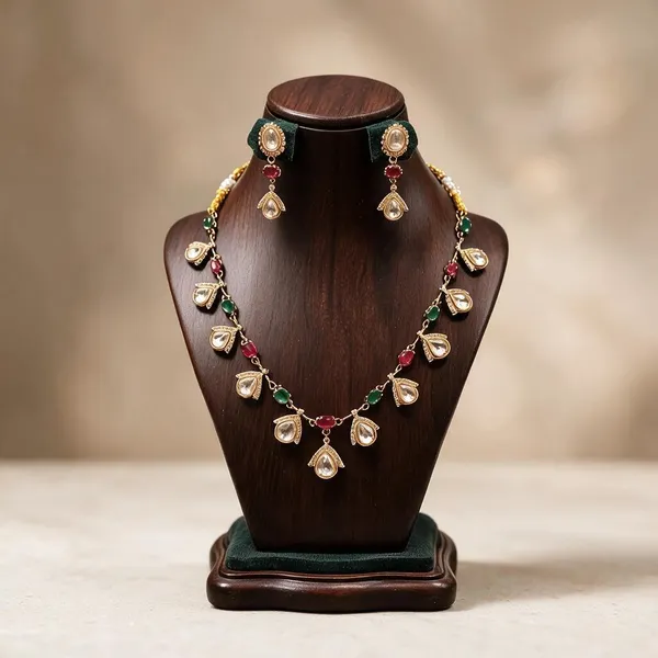 Multicolour_Gold_Tone_Necklace_Earrings_Set_For_Women