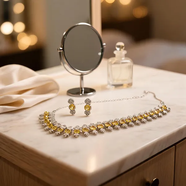 Silver-Tone_Stone_Necklace_Set_For_Women