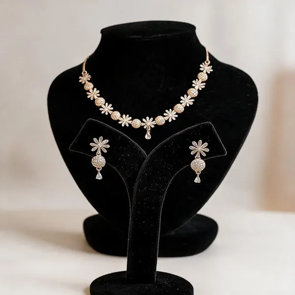Gold_Alloy_Floral_Necklace_And_Earrings_Set_For_Women