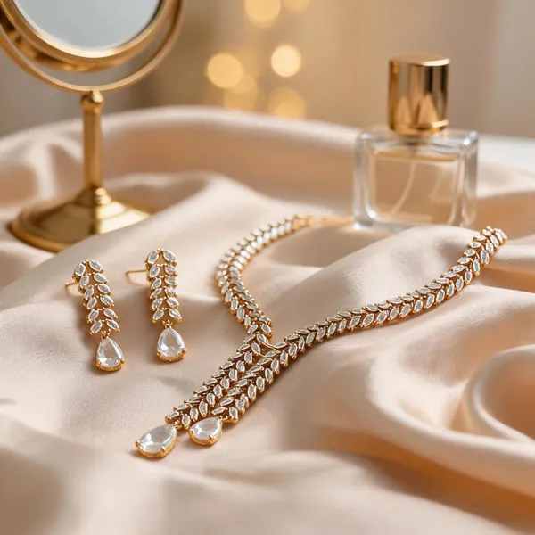 Gold_Tone_Crystal_Necklace_And_Earrings_Set_For_Women