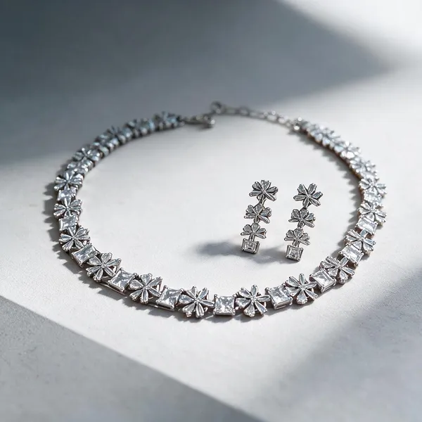 Silver_Stone_Floral_Necklace_And_Earrings_Set_For_Women