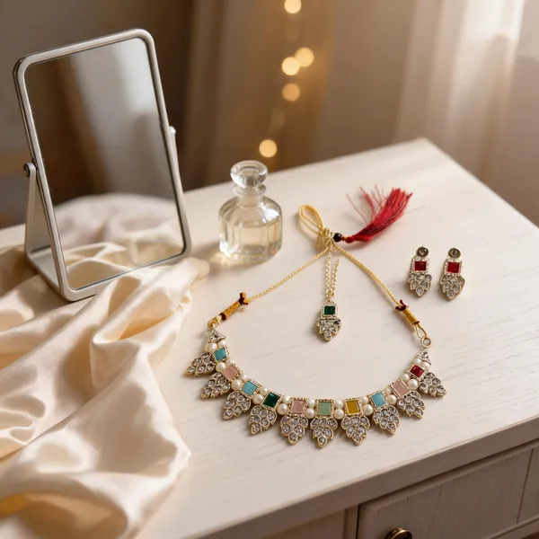 Gold_Multicolour_Stone_Pearl_Necklace_Set_For_Women