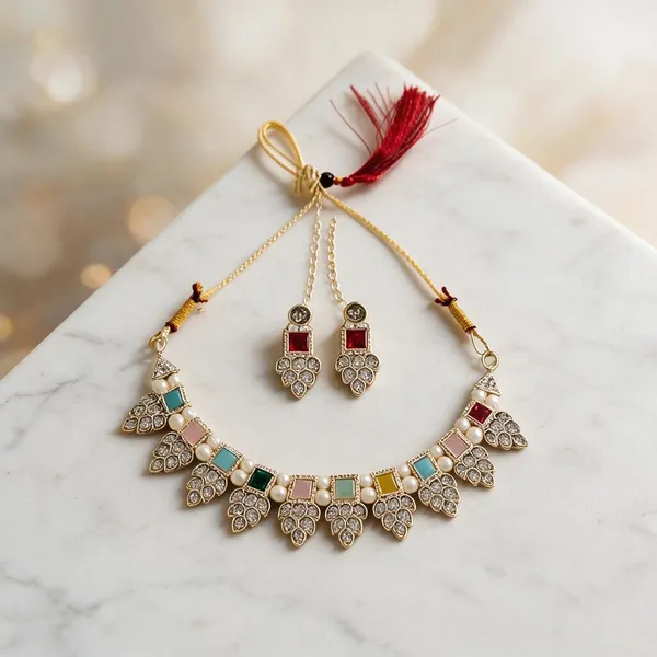 Gold_Multicolour_Stone_Pearl_Necklace_Set_For_Women