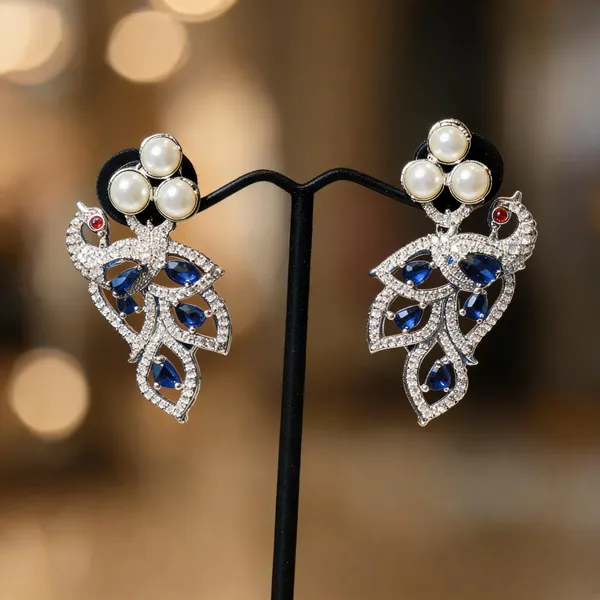 Silver_Blue_Stone_Dangle_Earrings_For_Women