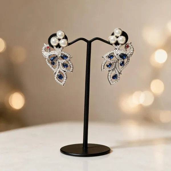 Silver_Blue_Stone_Dangle_Earrings_For_Women