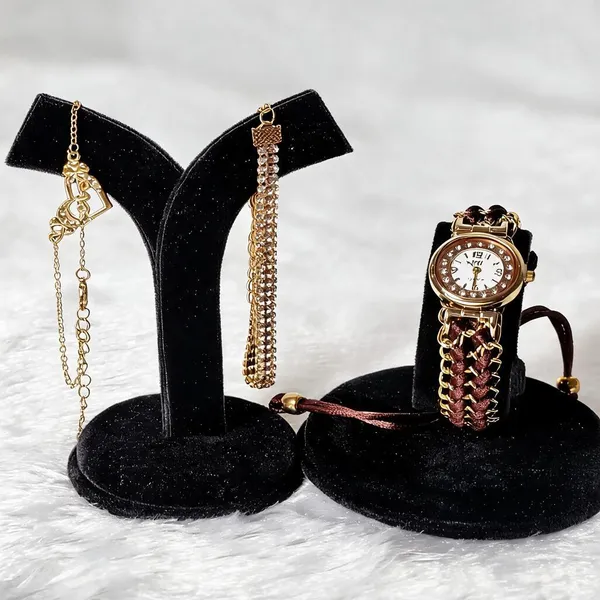 Gold-Tone_Braided_Strap_Bracelet_Watch_Set_For_Women