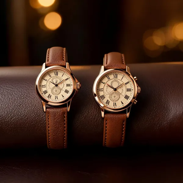 Brown_Leather_Analog_Watch_Set_For_Women